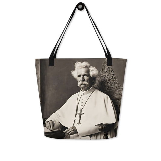 Pope Mark Twain - Not the Pope - Large Tote Bag