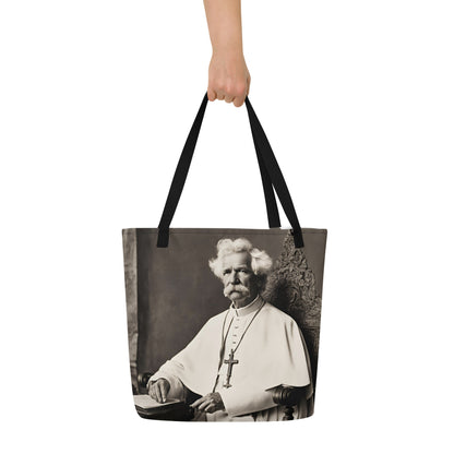 Pope Mark Twain - Not the Pope - Large Tote Bag