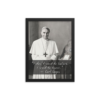 Pope Carl Sagan - Not the Pope Framed Quote Poster