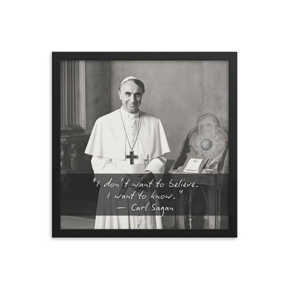 Pope Carl Sagan - Not the Pope Framed Quote Poster