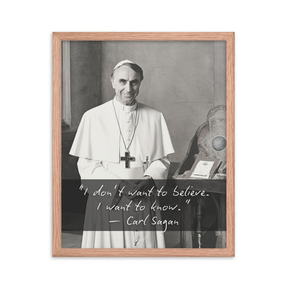 Pope Carl Sagan - Not the Pope Framed Quote Poster