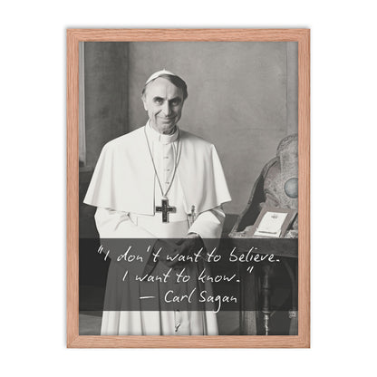 Pope Carl Sagan - Not the Pope Framed Quote Poster
