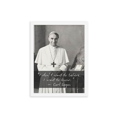 Pope Carl Sagan - Not the Pope Framed Quote Poster