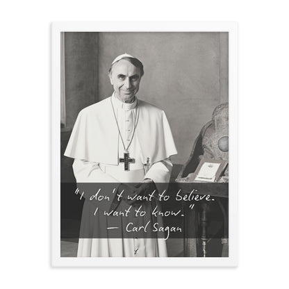 Pope Carl Sagan - Not the Pope Framed Quote Poster