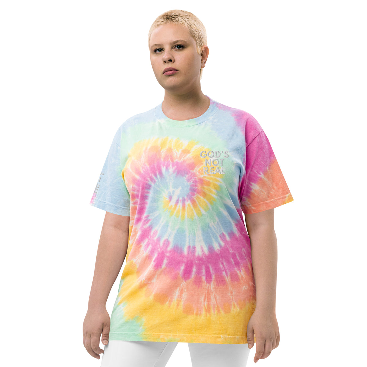 God's Not Real - Oversized Tie-Dye T-Shirt