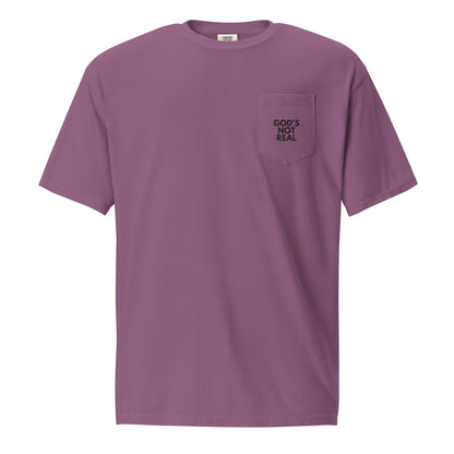 God's Not Real - Pocket Tee w/ Back Print